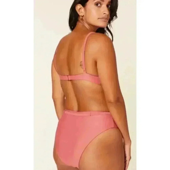 Andie Riviera High Waisted Bikini Bottoms in Punch Dusty Pink NEW NWT! - Picture 2 of 4